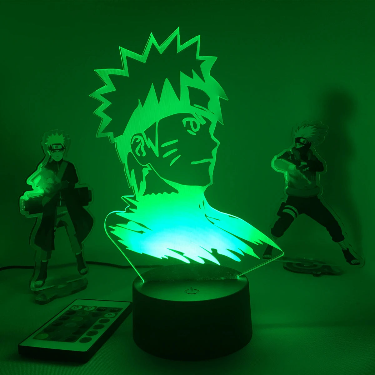 Naruto Team 7 3D LED Night Light – Uzumaki, Sasuke, Kakashi | 16-Color Acrylic Lamp with Remote