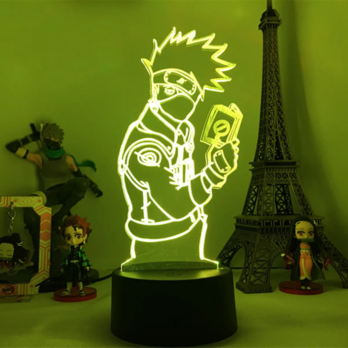 Naruto Team 7 3D LED Night Light – Uzumaki, Sasuke, Kakashi | 16-Color Acrylic Lamp with Remote