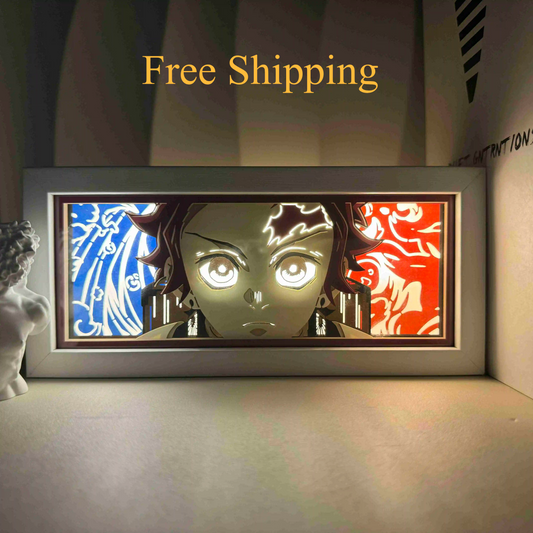 Demon Slayer Anime Paper-Cut Light Box | Color-Changing Night Light with Remote Control – Bedroom & Gift Décor