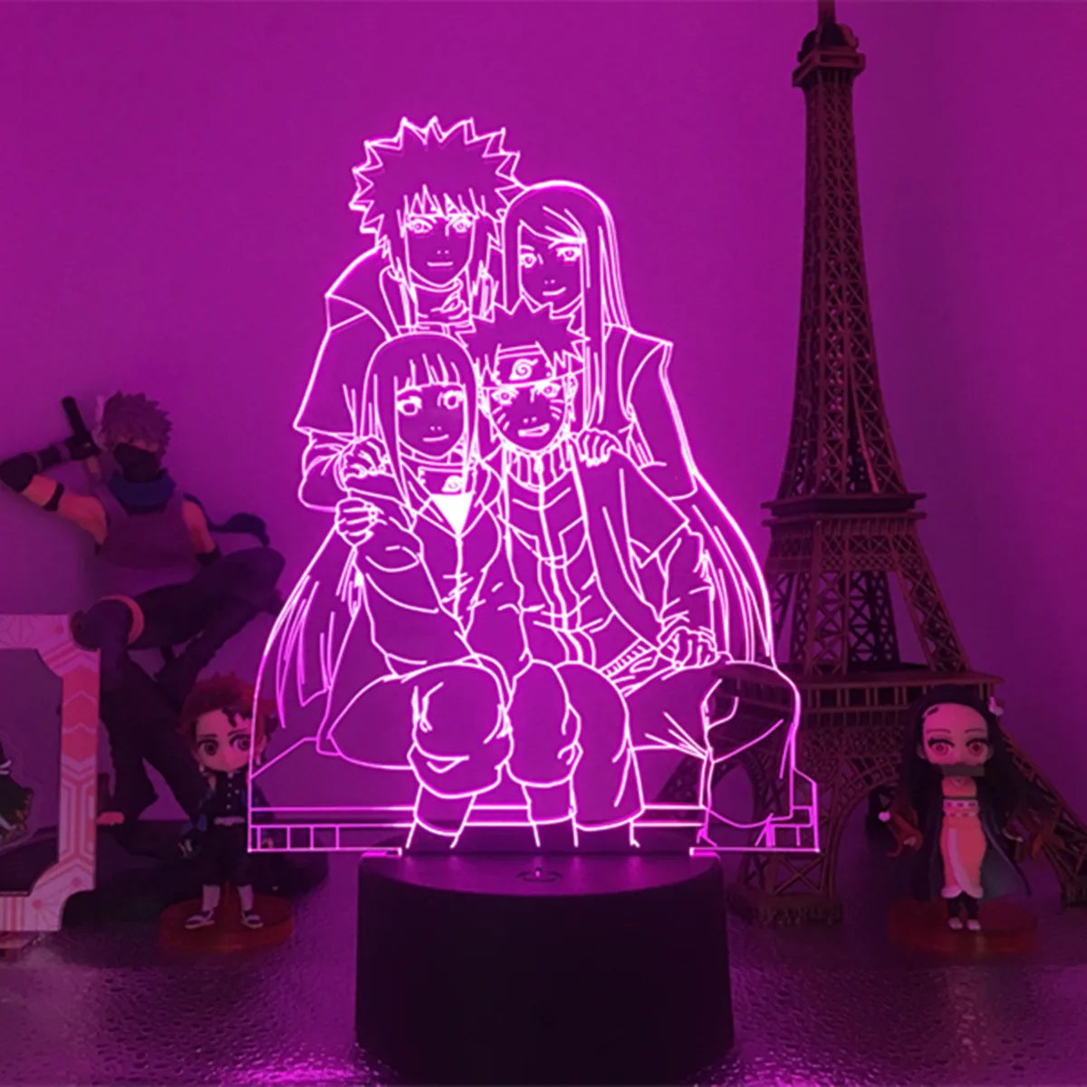 Naruto Team 7 3D LED Night Light – Uzumaki, Sasuke, Kakashi | 16-Color Acrylic Lamp with Remote