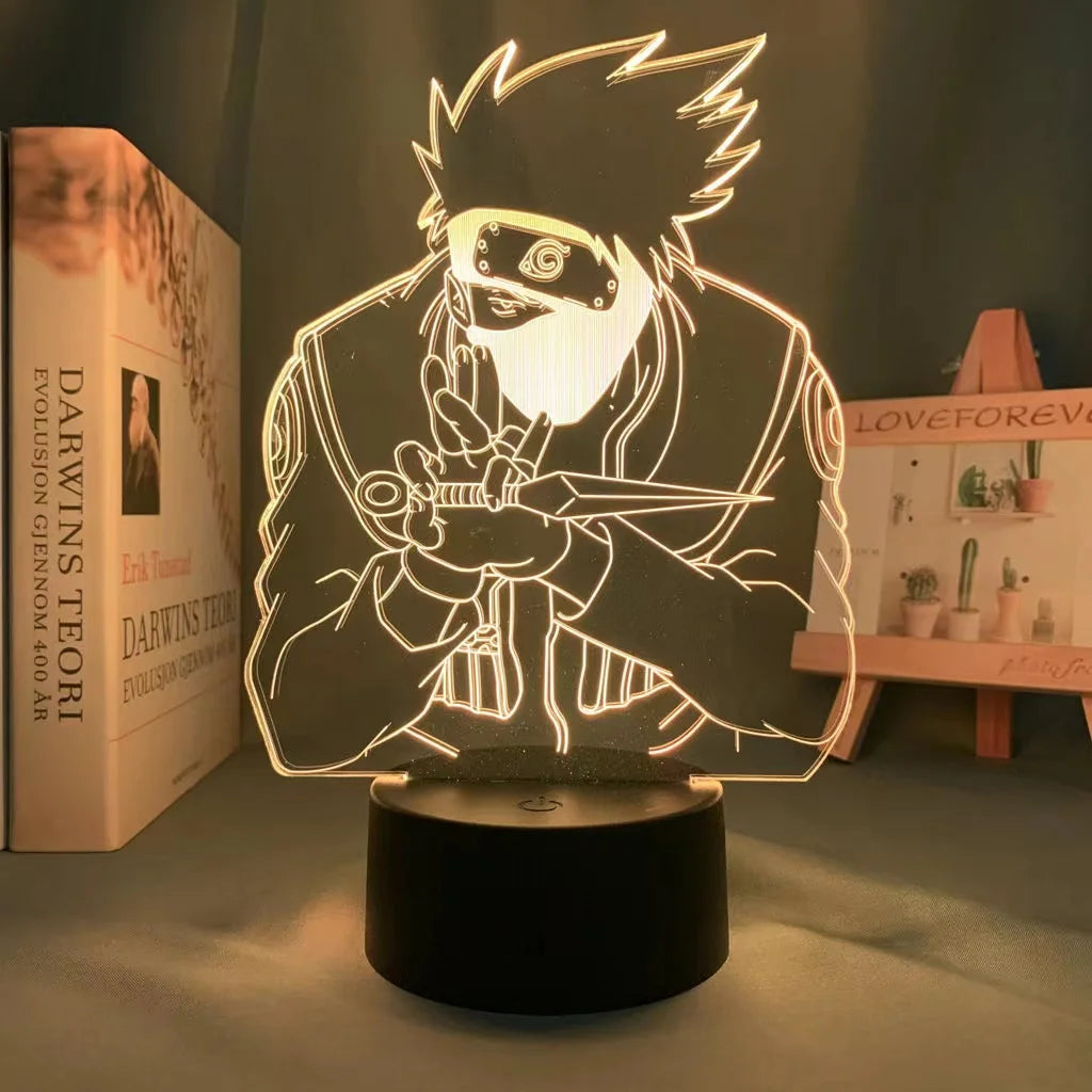 Naruto Team 7 3D LED Night Light – Uzumaki, Sasuke, Kakashi | 16-Color Acrylic Lamp with Remote