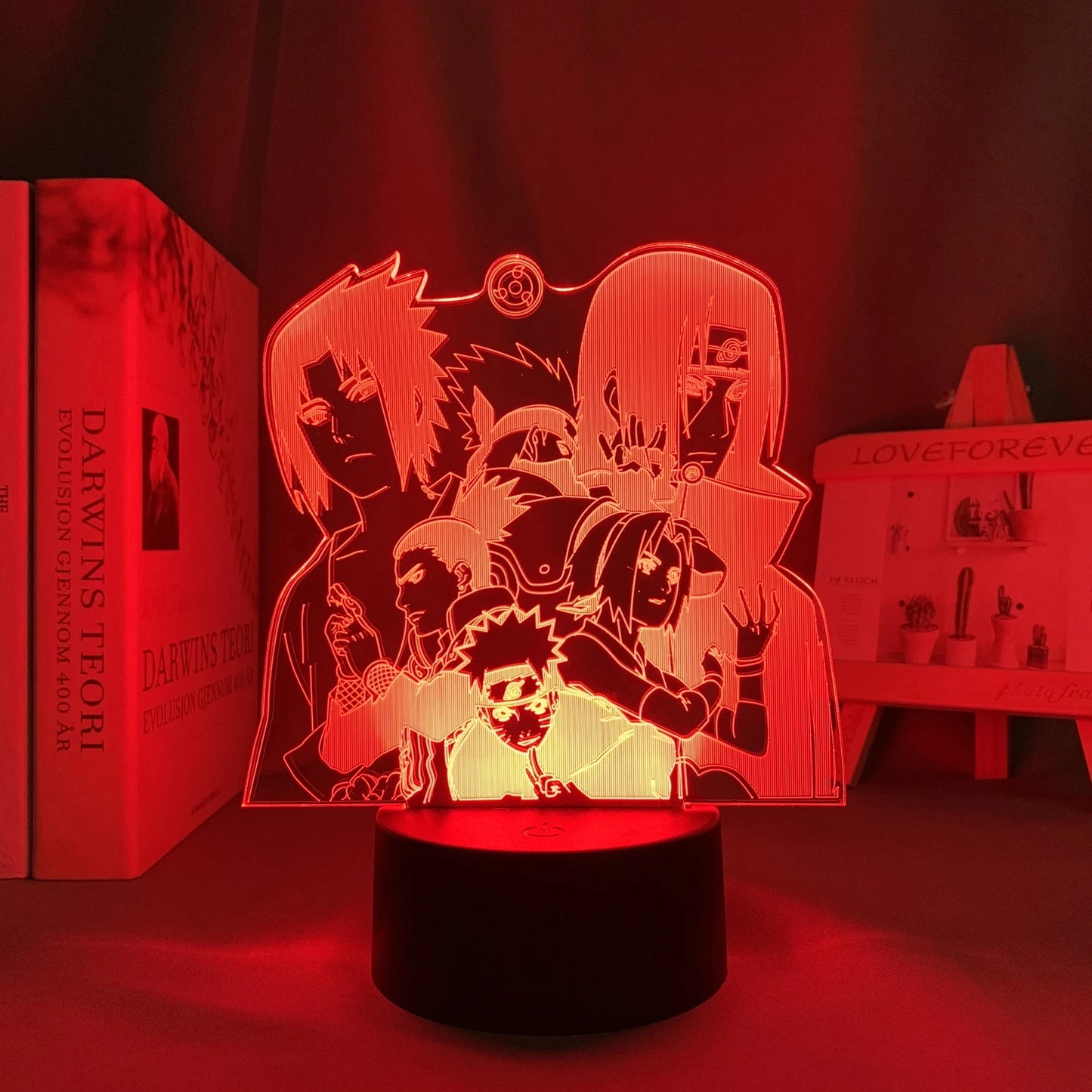 Naruto Team 7 3D LED Night Light – Uzumaki, Sasuke, Kakashi | 16-Color Acrylic Lamp with Remote