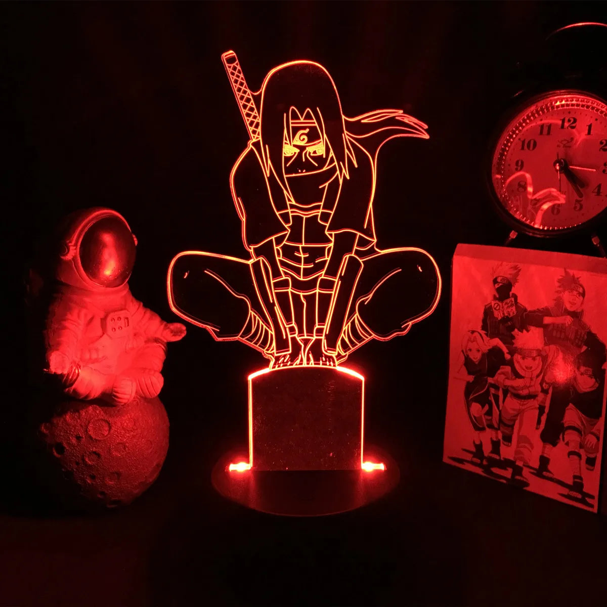 Naruto Team 7 3D LED Night Light – Uzumaki, Sasuke, Kakashi | 16-Color Acrylic Lamp with Remote