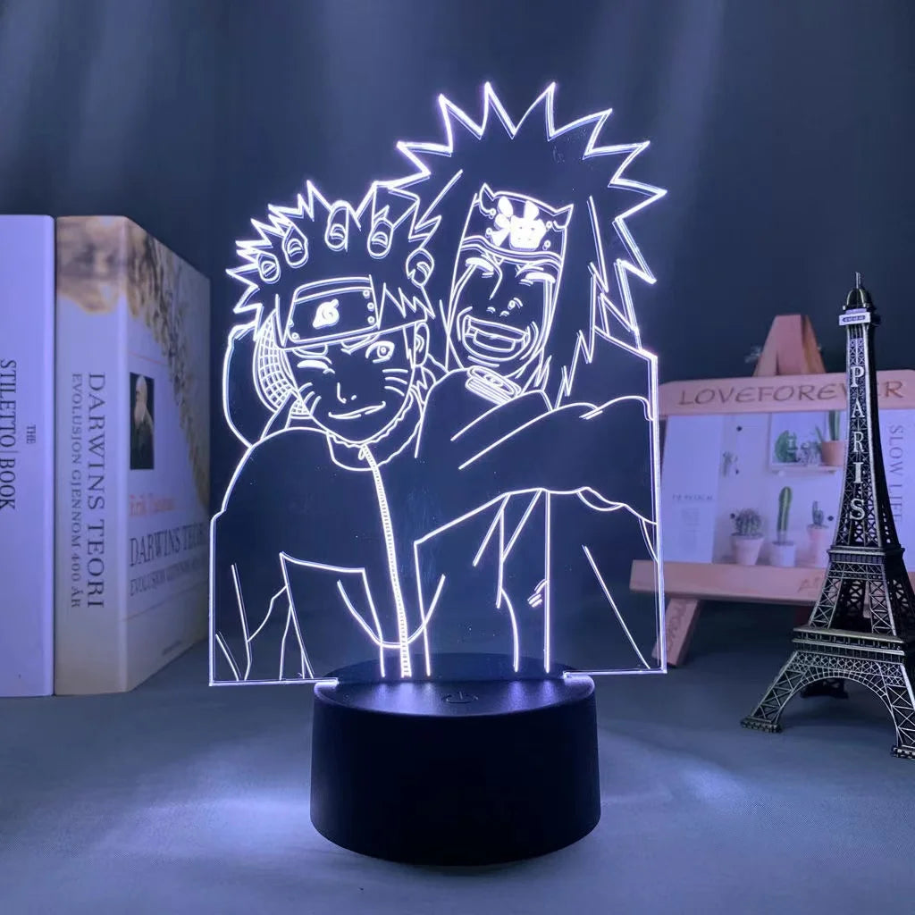 Naruto Team 7 3D LED Night Light – Uzumaki, Sasuke, Kakashi | 16-Color Acrylic Lamp with Remote