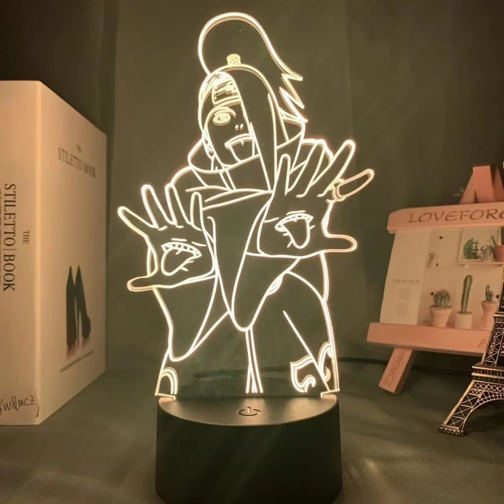 Naruto Team 7 3D LED Night Light – Uzumaki, Sasuke, Kakashi | 16-Color Acrylic Lamp with Remote
